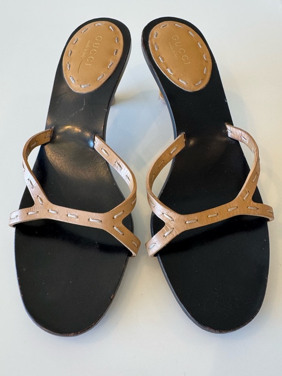 Gucci Shoes - Vintage Gucci Tom Ford Bamboo Heel Black Leather Slip On Mules Sandals 6 Y2K
